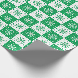 Schneeflocken- und Schneemuster (grün) Geschenkpapier