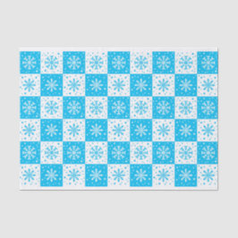 Schneeflocken- und Schneepattern (blau) Seidenpapier
