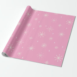 Schneeflocken und Sterne Weichzeichnen Pink Weihna Geschenkpapier