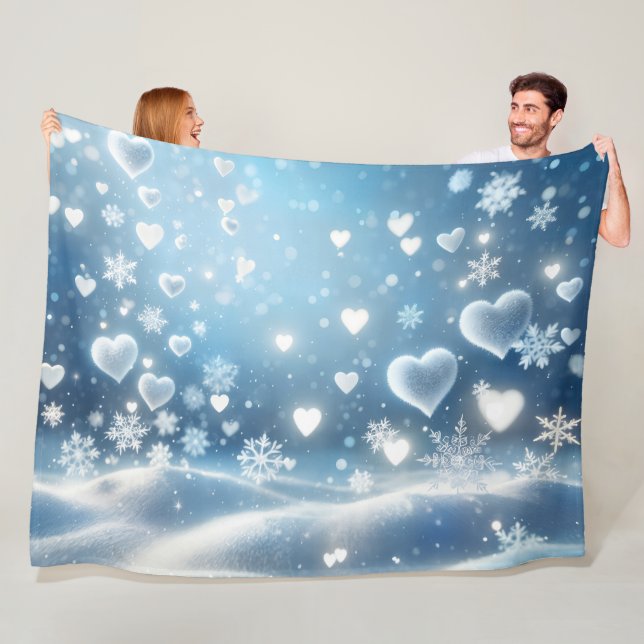 Schneeflocken und Winter-Schneeh Herzen Fleecedecke (Beispiel)