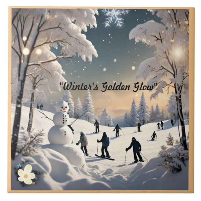 "Schneeflocken und Wunder" Fliese (Vorderseite)