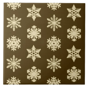Schneeflocken von Ikat - Beige und Schokolade Brow Fliese