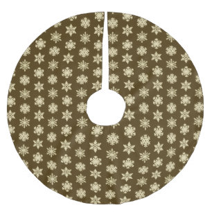 Schneeflocken von Ikat - Beige und Schokolade Brow Polyester Weihnachtsbaumdecke