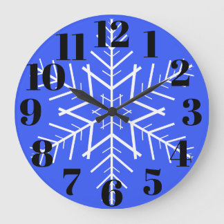 Schneeflocken-Wanduhr in Blau Große Wanduhr