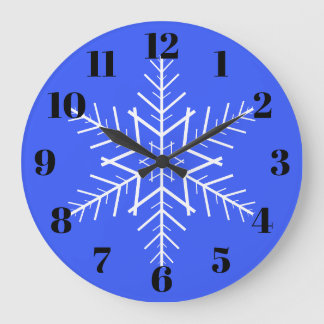 Schneeflocken-Wanduhr in Blau Große Wanduhr