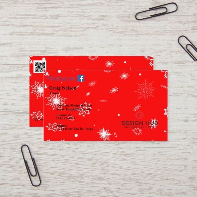 Schneeflocken Weihnachten berufliche Visitenkarte (Vorderseite/Rückseite Beispiel)