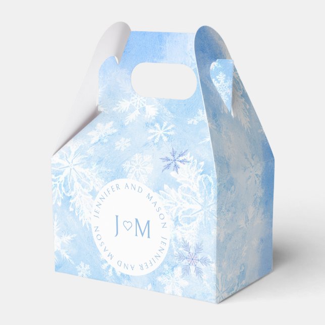Schneeflocken Weihnachten Hochzeit Monogramm Gefäl Geschenkschachtel (Vorderseite)