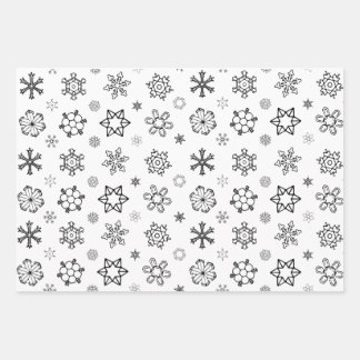 Schneeflocken Weihnachten [Schwarz-weiß Grau] Wrap Geschenkpapier Set