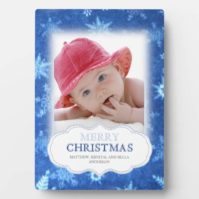 Schneeflocken Weihnachts-Foto Plaque Fotoplatte (Vorderseite)