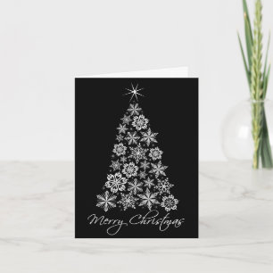 Schneeflocken Weihnachtsbaum Familienfoto Feiertagskarte