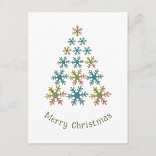 Schneeflocken-Weihnachtsbaum Minimalist Feiertagspostkarte