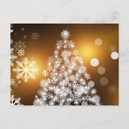 Schneeflocken Weihnachtsbaum mit goldenem Hintergr Feiertagspostkarte