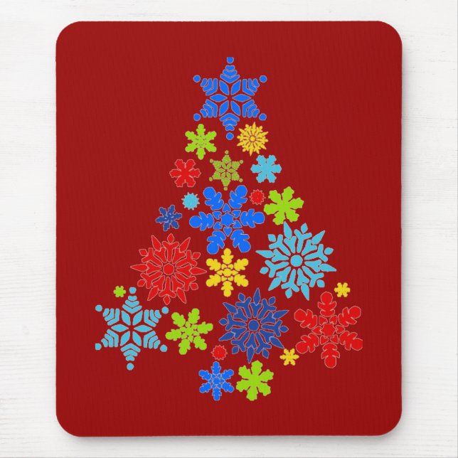 Schneeflocken Weihnachtsbaum Mousepad (Vorne)