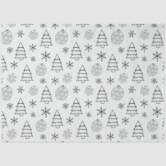 Schneeflocken Weihnachtsbäume Ornamente Weihnachte Seidenpapier (Vorderseite)