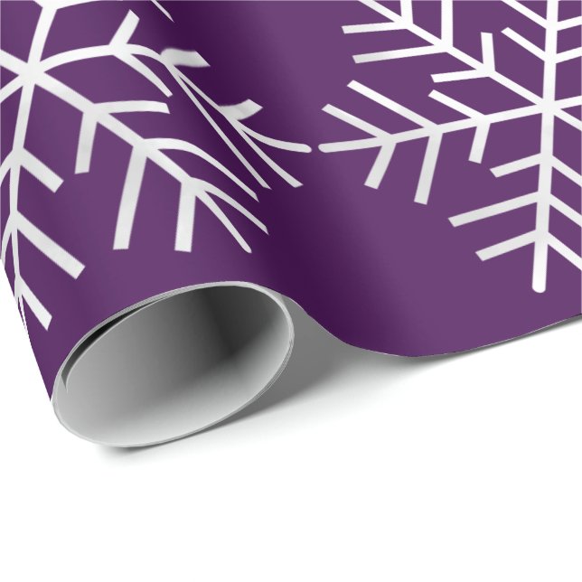 Schneeflocken Weihnachtsfeiertag Lila Grau Meru Geschenkpapier (Rolleneckpunkt)
