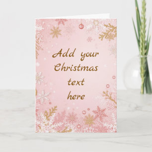 Schneeflocken-Weihnachtskarte Rosa Weiß Gold Karte