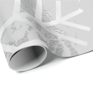 Schneeflocken Weihnachtsmarmor Grau Silber Geschenkpapier