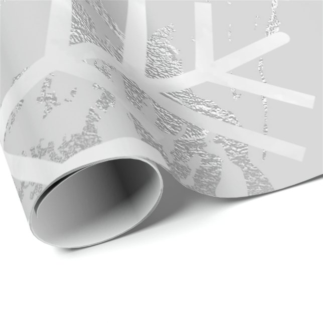 Schneeflocken Weihnachtsmarmor Grau Silber Geschenkpapier (Rolleneckpunkt)