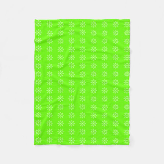 Schneeflocken Weihnachtsmuster Heller Grüner Urlau Fleecedecke (Vorderseite)