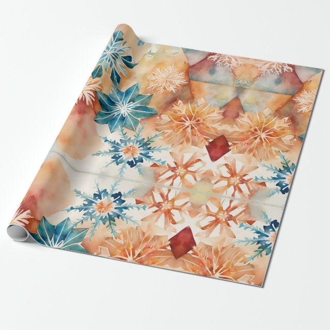 Schneeflocken Weihnachtswrapping Paper Geschenkpapier (Ungerollt)