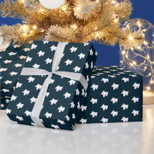 Schneeflocken, weiß und blau Himmel Winterurlaub Geschenkpapier