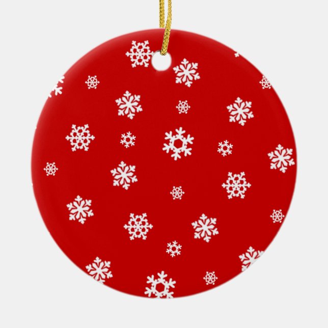 Schneeflocken (weiß) [Weihnachtsmuster] Keramik Ornament (Vorne)