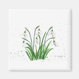 Schneeflocken, weiße Blume, Aquarell Magnet