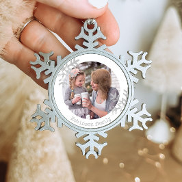 Schneeflocken Weißes Foto Monogramm Zinn-Ornament