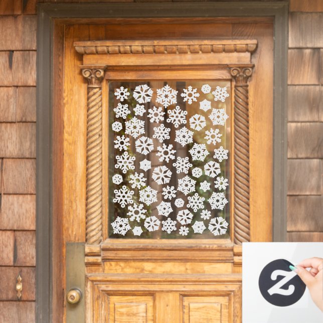 Schneeflocken | Weißes Weihnachten 50 Schneeflocke Fensteraufkleber (Haustür)