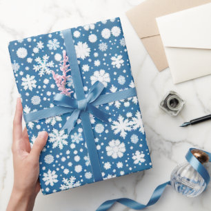 Schneeflocken Wiederholung Muster weiß blau Geschenkpapier