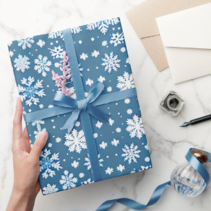 Schneeflocken Wiederholung Muster weiß blau Geschenkpapier