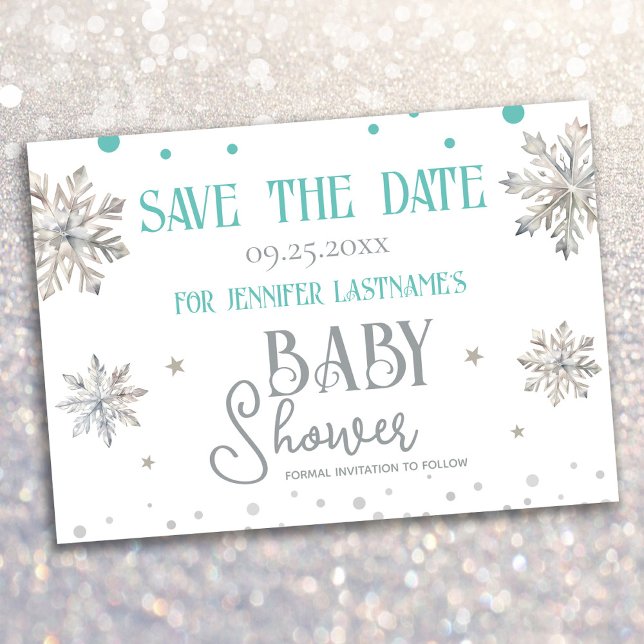 Schneeflocken Winter Baby Dusche Save the Date Einladung (Von Creator hochgeladen)