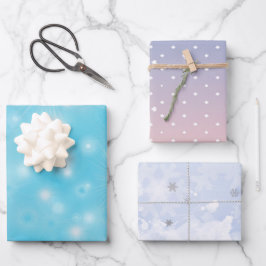 Schneeflocken Winter Elegante Pastellfarben Weihna Geschenkpapier Set