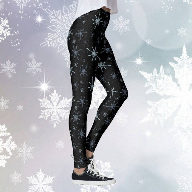 Schneeflocken Winter Hochwertige Frauen Schwarzer  Leggings (Von Creator hochgeladen)