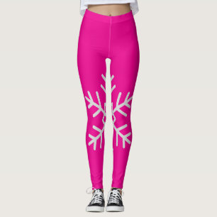 Schneeflocken Winter Leggings Pink Workout Pants