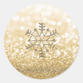 Schneeflocken Winter Romantische Glitterie funkeln Runder Aufkleber