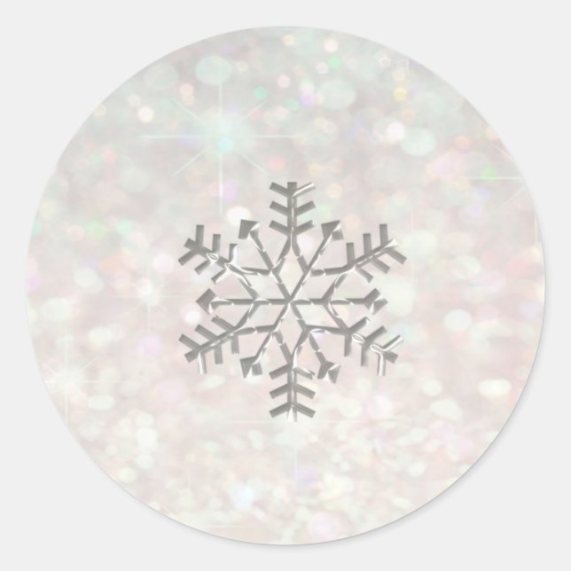 Schneeflocken Winter Romantischer Glitzer funkeln  Runder Aufkleber (Vorderseite)