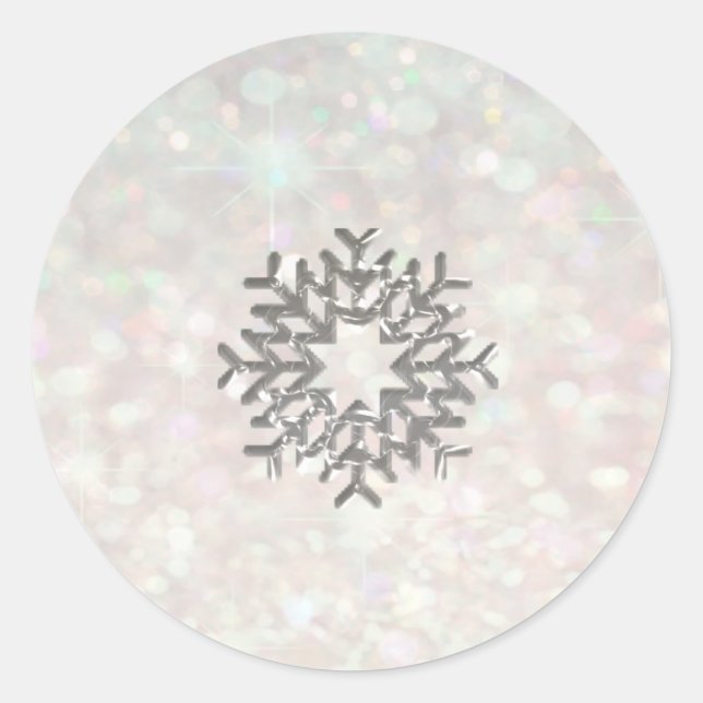 Schneeflocken Winter Romantischer Glitzer funkeln  Runder Aufkleber (Vorderseite)