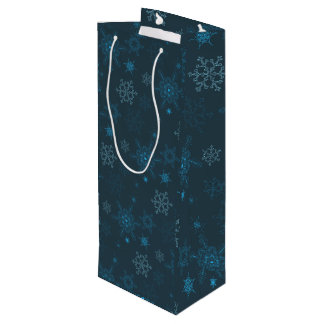 Schneeflocken Winterblau nahtlos Muster Geschenktüte Für Weinflaschen