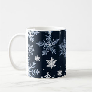 Schneeflocken Winterdesign Blaue Kälte Niedlich Kaffeetasse