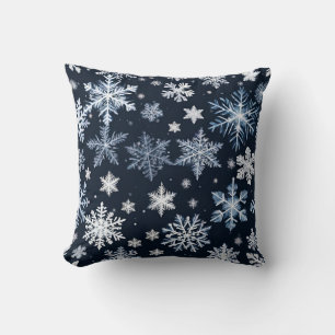 Schneeflocken Winterdesign Blaue Kälte Niedlich Kissen