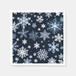 Schneeflocken Winterdesign Blaue Kälte Niedlich Serviette