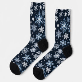 Schneeflocken Winterdesign Blaue Kälte Niedlich Socken