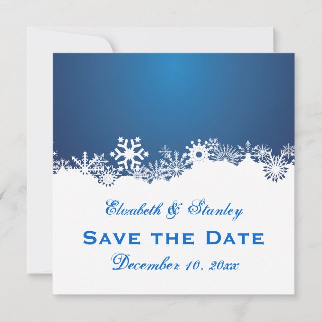 Schneeflocken-Winterhochzeit Save the Date (Vorderseite)