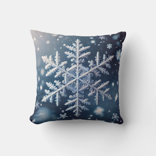 Schneeflocken / Winternacht Kissen (Vorderseite)