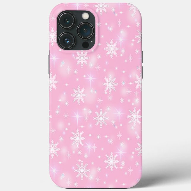 Schneeflocken Winterpink Case-Mate iPhone Hülle (Rückseite)