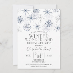 Schneeflocken Winterwonderland Brautparty Einladung