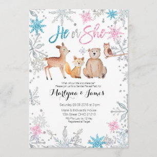 Schneeflocken Woodland-Geschlecht: Einladung