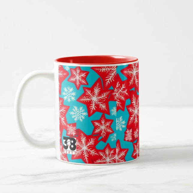 Schneeflocken Zweifarbige Tasse (Links)