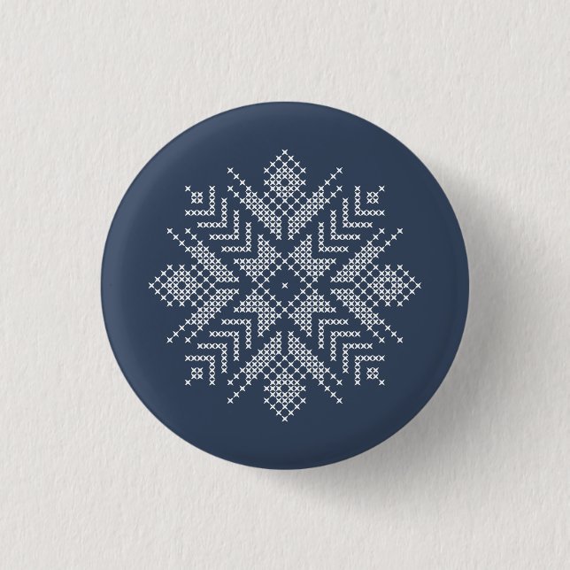 Schneeflockendesign Button (Vorderseite)
